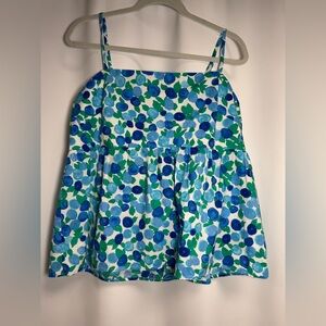 J. Crew Blue and Green Floral Tank Top